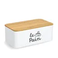 Produktbild: ZELLER 25167 Brotkasten - LE PAIN - Metall/Bambus, weiß, 33,8 x 19,3 x 12,5 cm