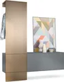 Produktbild: Vladon Garderobe Carlton Set 4, Germany, Wandgarderobe aus Deko-Paneel & Hängeschrank für Schuhe, Anthrazit matt/Bronze Optik (156,5 x 193 x 35 cm)