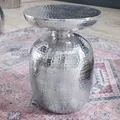 Produktbild: riess-ambiente Handgearbeiteter Beistelltisch ORIENT 50cm silber Metall Hammerschlag Design rund Couchtisch Tisch