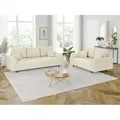 Produktbild: S-style Möbel - Ivar - Polstergarnitur 3+2 Mit Braun Holzfüßen Im Skandinavischen Stil Aus Beige Chenille-stoff