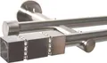 Produktbild: Gardinenstange Set Edelstahl Look Metall Ø 16mm zur Wandbefestigung 2-lauf Modern mit Kristall, Länge wählbar H22 E27 E16