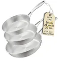 Produktbild: SILBERTHAL Pfannen Set 3 teilig - Edelstahlpfanne Unbeschichtet - 20, 24 und 28 cm - Induktionsgeeignet - Backofenfest bis 400° und spülmaschinengeeignet