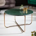 Produktbild: Runder Couchtisch NOBLE 65cm grün Marmor abnehmbare Tischplatte klappbar gold