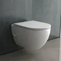 Produktbild: Alpenberger Wand WC Spülrandlos | Bidet WC Set | Dusch WC | Kloschüssel mit Armatur & Schallschutz | Toilettendeckel D Form | Hänge WC mit Intimdusche | Taharet WC Passend Geberit