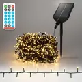Produktbild: ECD Germany Solar Lichterkette Aussen 11m 560 LED Warmweiß, Weihnachtsbeleuchtung Outdoor, IP44 Wetterfest 13 Modi & Timer Weihnachts Deko Weihnac... - Grün
