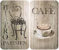 Produktbild: WENKO Herd-Abdeckplatte Universal Modell Bistro, Glas, (Set, 2 tlg), Herdabdeckung für alle Herdarten, kratzfest, mit rutschfesten Füßen