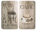 Produktbild: WENKO Herdabdeckplatte Universal Mod. Bistro, höhenverstellbar für alle Herdarten, Schneidebrett und Spritzschutz, Glas, 30 x 52 cm, 2-teilig