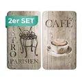 Produktbild: WENKO 2er Herd Abdeck Platten Cafe BISTRO Schneide Brett Glas Kaffeehaus Küchen