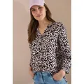 Produktbild: Longbluse CECIL, Damen, Gr. XL (44), rich burgundy, Web, 55% Leinen, 45% Viskose, klassisch normal, Rundhals, Bündchen, Blusen Longbluse, mit Knopfleiste