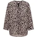 Produktbild: CECIL Blusenshirt schwarz,Casual,Leinen,Animalprint,V-Ausschnitt,3/4 Arm,Casual Fit schwarz XL (44)