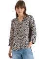 Produktbild: Cecil Bluse mit Leo-Muster aus Leinenmix Rich Burgundy XL
