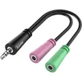 Produktbild: Hama Audio-Adapter 4pol.-3,5 mm-Klinke-St./2 3pol.-3,5 mm-Klinke-Headset Schwarz