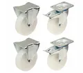Produktbild: 100mm 10.2cm Nylon Rollen,Schwerlast,Feste & Gebremst Rollen 150kg Jede - Set 4