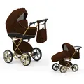 Produktbild: Klassischer Kinderwagen Sorento Gold 2 in 1 inkl. Sportsitz in 19 Farben - Braun