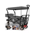 Produktbild: Miweba Bollerwagen MB-20 faltbar, Sonnendach, Schiebe- und Zugstange, Stauraumverlängerung, 360°-Räder (Grau)