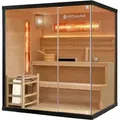 Produktbild: Artsauna Saunakabine Vantaa 175 mit Salzstein - Indoor Sauna 4 Personen - 8kW Ofen, Glasfront, LED Licht, Thermometer & Sanduhr - Komplett Set