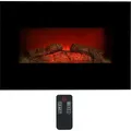 Produktbild: Classic Fire Memphis Elektrokamin mit Heizung - Elektroheizung 1800W - Kaminofen mit Fernbedienung und Timer - Elektroherd mit LED-Flammen - Wandmo... - Schwarz