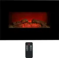 Produktbild: Classic Fire Memphis Elektrokamin mit Heizung - Elektroheizung 1800W - Kaminofen mit Fernbedienung und Timer - Elektroherd mit LED-Flammen - Wandmontage - Schwarz