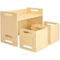 Produktbild: VEVOR Montessori Tisch Stuhlset Kleinkindertischset (1 Tisch + 2 Stühle) aus Holz für 1–5-Jährige, höhenverstellbarer Kinderstul, Aktivitätstisch Spieltisch ideal zum Lesen Essen Spielen – Natur