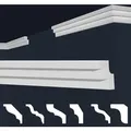 Produktbild: Marbet Design - Stuckleisten Xps Styropor Weiß 2 Meter Deckenleisten Wandleisten E-leisten Modelle: E-17 / 19x30mm, 1-innenecke / 1-außenecke