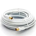 Produktbild: Premium X 10m Antennenkabel TV Anschlusskabel HDTV Full HD, 4K Koaxial-Kabel - Vollmetall-Stecker auf IEC-Buchse für digitales Fernsehen und Radio - DVB-T/T2, DVB-C, DVB-S/S2 - Weiß