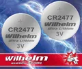 Produktbild: 2 x CR2477 WILHELM Lithium Knopfzelle 3V 1070 mAh ø24 x 7,7 mm Batterie DL2477