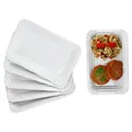 Produktbild: MamboCat 6er Set Pur Pappteller aus Porzellan I (LxB) 24,5x16cm I rechteckige Teller mit Papp-Optik & Relief für Kuchen, Brötchen, Burger & Co I wiederverwendbare Servierteller