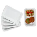 Produktbild: 6x Pur Pappteller aus Porzellan 24,5x16cm weiß Servier-Teller Kuchen Burger