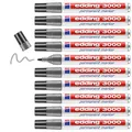 Produktbild: edding 3000 Permanentmarker - grau - 10 Stifte - Rund-Spitze 1,5-3 mm - schnell trocknender Permanent Marker - wasserfest, wischfest - für Karton, Kunststoff, Holz, Metall - Universalmarker