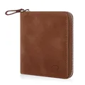 Produktbild: BROWN BEAR Geldbörse Reißverschluss Leder Vintage Braun für Damen & Herren | RFID-Schutz Portemonnaie mit Münzfach | Zip Geldbeutel Echtleder | BB Design 8009 HBR