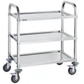 Produktbild: VEVOR Laborwagen Gerätewagen Medizintechnik Servierwagen 201 Edelstahl Tragbar Abräumwagen 181 kg Tragfähigkeit, 740 x 396 x 860 mm Labor Rollwagen Medical Trolley Dreifach-Design Silber