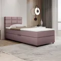 Produktbild: Boxspringbett 100x200, mit Bettkasten, Rosa, Matratze und Topper, Einzelbett, REVE, Panda Möbel
