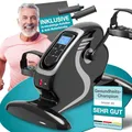 Produktbild: ELONEO 2in1 Arm- und Beintrainer mini Bike Pedaltrainer mit Motor, inkl. Trainingsdisplay, Massage-Handgriffe Anti-Rutschmatte, ideal für Senioren, Mini Heimtrainer schwarz