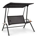 Produktbild: blumfeldt Bel Air Mono Swing Hollywoodschaukel - Stahlrahmen, atmungsaktiv, leichte Reinigung, Mono Relax-Bauweise, Sonnendach, Sitzfläche: 120 x 50 cm (BxT), Max. Belastung: 160 kg, schwarz