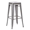 Produktbild: Duhome Barhocker Eisen Barstuhl, Sitzhöhe 76cm Tresenhocker, Stapelbar Metall Bistrohocker mit Fußstütze im Industry Design, Metallic