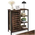 Produktbild: tectake® Industrial Sideboard, Kommode Schlafzimmer mit 3 Fächern und Schrankfach, TV Schrank 71 x 32 x 82 cm, Flur Möbel, Wohnzimmerschrank, Cabinet (Tür Links, Industrial Dunkelbraun)
