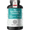 Produktbild: NATURE LOVE® Bio Spirulina + Bio Chlorella - je 3000mg Spirulina & Chlorella pro Tagesdosis - 500 Tabletten - Ohne Zusätze und Bio zertifiziert - Hochdosiert, laborgeprüft und vegan