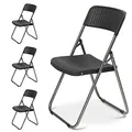 Produktbild: Sekey Klappstuhl 4er Set, Gartenstuhl Klappbar Rattan-Optik, Campingstuhl Wasserdicht bis 200 KG, Klappstühle Camping Balkon Garten, Schwarz