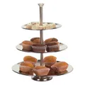 Produktbild: Mojawo 3-stöckige Metall Etagere Silber Servierregal Servierständer Ständer Telleretagere rund Tischdeko Ø25xH36cm