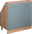 Produktbild: Vicco Küchenschrank für Dachschrägen R-Line, 80 cm mit 2 Türen, Blau-Grau/Goldkraft Eiche/Goldkraft Eiche