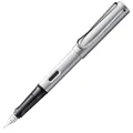 Produktbild: Lamy AL-star whitesilver Füller – Füllhalter mit ergonomischem Griff & polierter Stahlfeder in Strichbreite M – leichtes Aluminiumgehäuse – inkl. Tintenpatrone T 10 blau – Rechtshänder