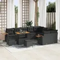 Produktbild: vidaXL 12-teiliges Garten Sofa Set mit Kissen Schwarz Poly Rattan Akazie