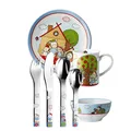 Produktbild: Puresigns Kindergeschirr Set FERME - Bezauberndes 7-teiliges Geschirrset im Bauernhof-Look für Kinder - kindgerecht & spülmaschinenfest Fantasievolles Besteck für kleine Entdecker