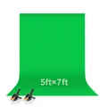 Produktbild: EMART 1,5x2m Greenscreen Grüner Hintergrund Polyester Grüne Chromakey Green Screen Faltbar mit 2 Federzwingen für Fotografie, Zoom, Interviews, Live-Stream