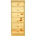 Produktbild: Möbilia Kommode | 6 Schubladen | Kiefer-Holz massiv | B 43 x T 35 x H 106 cm | natur-lackiert | 19020002 | Serie KOMMODE
