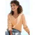 Produktbild: V-Ausschnitt-Pullover BUFFALO, Damen, Gr. 32/34, orange (pfirsich meliert), Strick, Obermaterial: 58% Polyacryl, 42% Polyamid, meliert, figurumspielend hüftbedeckend, V-Ausschnitt, Rippstrickbündchen, Pullover, mit modischer Melange-Optik, weicher Strickpullover, elastisch, Topseller