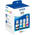 Produktbild: Epson 102 EcoTank-Tintenflaschen 4er-Pack 4x Farben Für Kompatibilität, siehe Artikel-Beschreibung | 4x Tintenflaschen: Schwarz, Magenta, Gelb & Cyan
