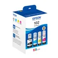 Produktbild: Epson 102 EcoTank-Tintenflaschen 4er-Pack 4x Farben | 4x Tintenflaschen: Schwarz, Magenta, Gelb & Cyan