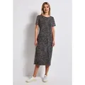 Produktbild: Midikleid STREET ONE, Damen, Gr. 44, EURO-Größen, schwarz, Stoff, Obermaterial: 95% Polyester, 5% Elasthan; Unterkleid: 100% Viskose, animal-print, gerade wadenlang, Rundhals, Bündchen, Kleider Midikleid, mit Rundhalsausschnitt
