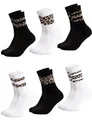 Produktbild: Occulto Damen Leoparden Muster Tennis Socken 3er Pack, 6er Pack (Modell: Nala) 6 Paar Schwarz Weiß 35-38
